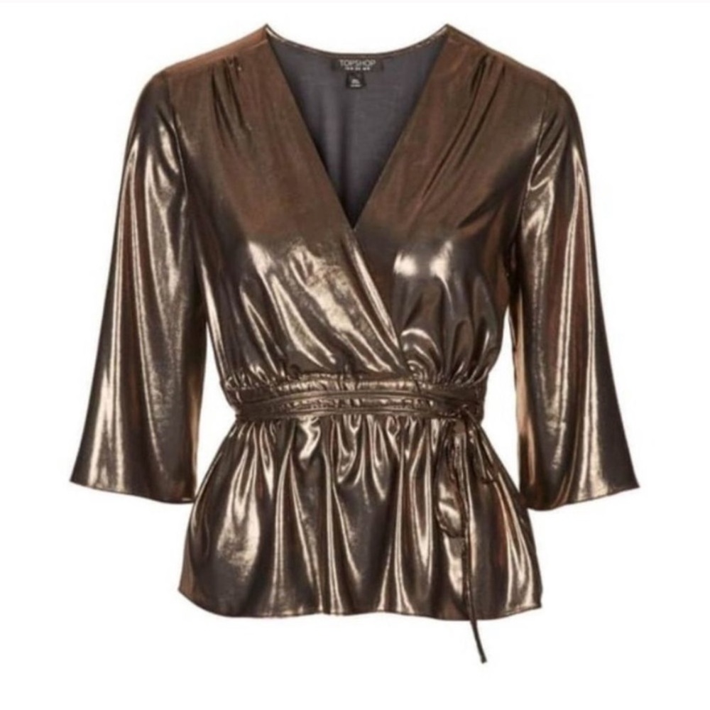 Topshop Metallic Gold Blouse